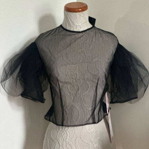 NWT Simone Rocha x H&M Puff Sleeve Tulle Top in Black sz XS - Picture 8 of 16